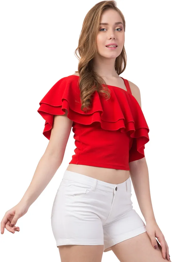 Party_Sleeveless_Solid_Women_Red_Top_❤️‍🔥✨